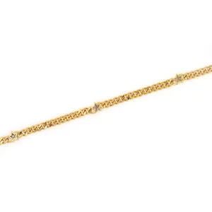 Chaîne à maillons plats plaquée or 18 carats avec étoiles et zircons brillants