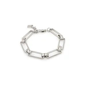 Poliertes silbernes Punk-Gliederkettenarmband mit Karabinerverschluss für Damen und Herren