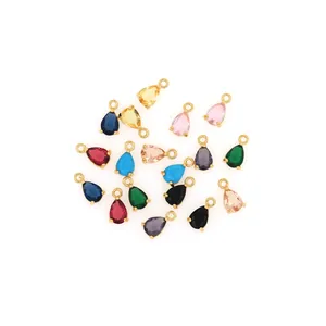Ciondolo a Goccia in Rame Placcato Oro 18K con Zirconia Ciondolo Gemma Colorata per Fai da Te Creazione di Gioielli Solo Ciondolo