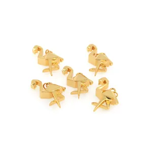 5-piece set of 18K gold plated flamingo pendants in minimalist geometric origami style
