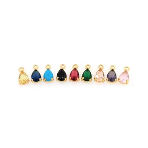 Pendenti a goccia placcati oro 18K con zirconi colorati in nove tonalità vivaci