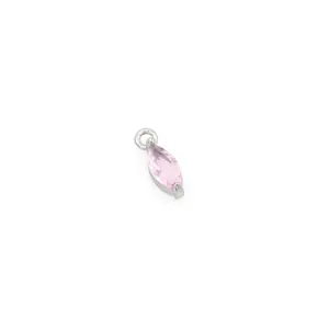 Pendente placcato oro 18K con gemma rosa taglio marquise e micro-intarsi in zircone