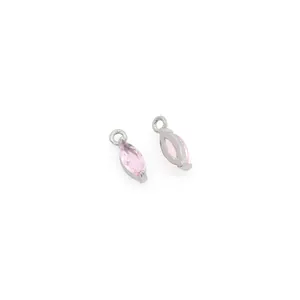 Ciondolo a goccia placcato oro 18K con zircone rosa taglio marquise e micro-pave