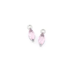 Dettaglio di due pietre rosa taglio marquise con montatura in argento per gioielli DIY