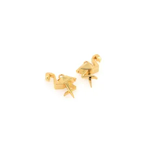 18K gold plated flamingo pendants in origami geometric style for DIY jewelry making