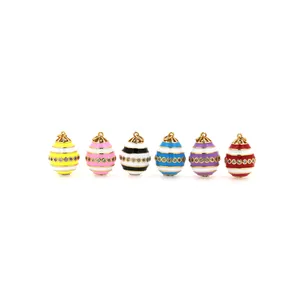 18K gold-plated enamel egg pendants set with sparkling zircon in six vibrant colors