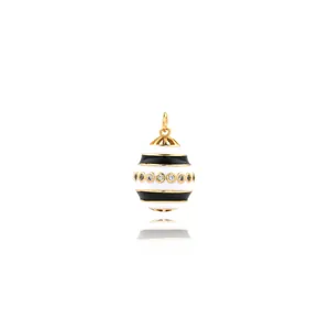Detailed macro view of 18K gold-plated Faberge-style enamel egg pendant with crystals