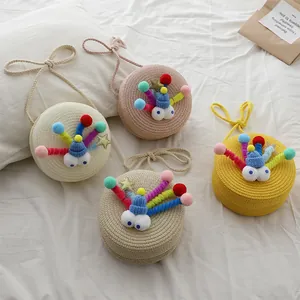 Bolsos bandolera tejidos para niñas con ojos de dibujos animados en cuatro colores