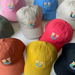 Casquettes de baseball colorées pour enfants avec broderie lettre U arc-en-ciel