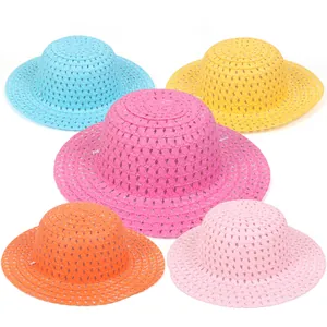 Chapeau de Paille Peinture Graffiti DIY pour Enfants Bob en Paille de Papier Respirant pour Maternelle Artisanat Créatif École Protection Solaire Extérieure