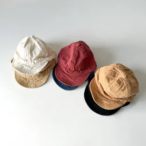 Set of multi-colored cotton soft brim baseball caps for kids and infants