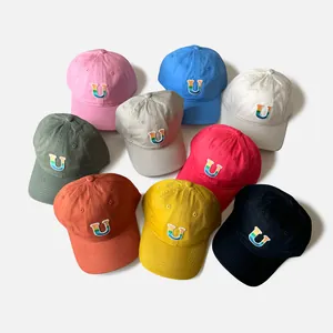 Casquette de Baseball pour Enfants Lettre U Brodée Arc-en-Ciel Mélange de Coton Respirant Chapeau de Soleil Garçons Filles Décontracté