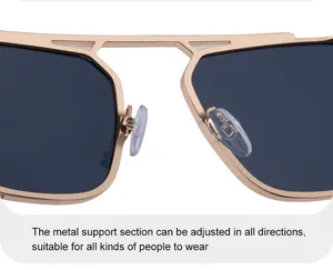 Détail des plaquettes de nez réglables et du double pont des lunettes punk