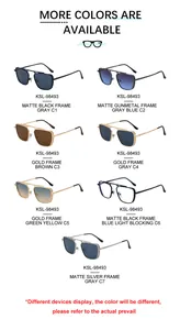 Lunettes de soleil carrées avec charnières à ressort et verres anti-lumière bleue variés