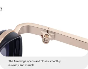 Detailed close-up of durable metal hinges and smooth screw fixing on retro sunglasses