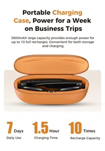 Estuche de carga de cuero naranja para gafas inteligentes con batería de 3600mAh