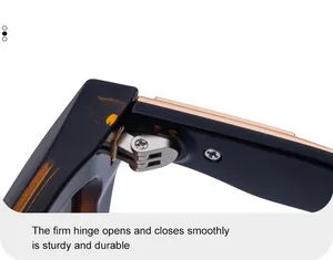 Close-up of the reinforced metal hinge on square frame sunglasses for smooth operation