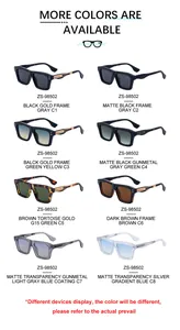 Collection of eight ZS-98502 square frame fashion sunglasses in various trendy colors