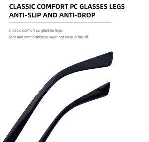 Detalle de puntas ergonómicas antideslizantes para gafas de montura cuadrada negra