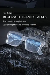 Detailed view of translucent grey rectangle sunglasses with ZS98503 size specs and rivets