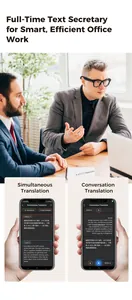 Smartphone mostrando la función de traducción simultánea para gafas inteligentes