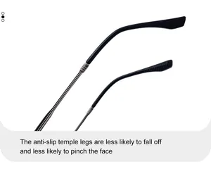 Detail of anti-slip temple tips on zinc alloy sunglasses legs for secure fit