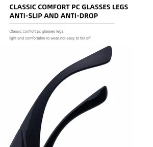 Detail of streamlined non-slip matte black PC temple arms for sports sunglasses