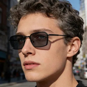 Retro Square Metal Frame Sunglasses UV400 Protection Spring Hinge Rectangle Steampunk Sunglasses For Men Women Driving Travel