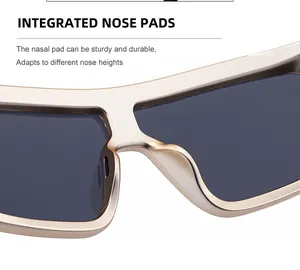 Detail shot of integrated nose pads on champagne gold frames with polarized lenses