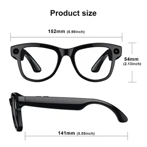 Gafas inteligentes con cámara 800W y especificaciones 152mm de ancho en marco negro