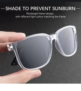 Primer plano de gafas de sol rectangulares gris mate con lentes polarizadas
