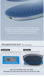 Prueba del efecto de polarización con lentes azul oscuro y tarjeta de prueba de pesca
