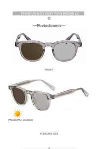 Detailed comparison of C5 photochromic lenses changing from clear to brown in sunlight