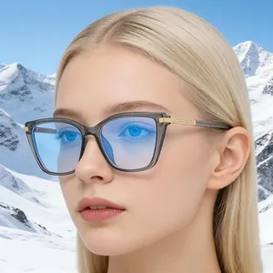 Fashion Women Cat Eye Anti Blue Light Optical Glasses Frame TR90 Metal Rhinestone Decor Trendy Eyewear Frame Clear Lens