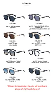 Matrix view showing eight color options for retro square double-bridge sunglasses