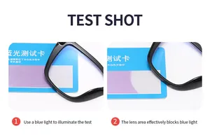Blue light blocking test showing lens protection effectiveness on cat eye glasses