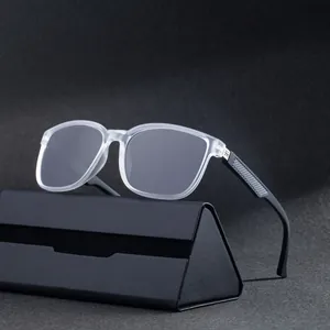 Gafas de sol polarizadas cuadradas para hombre con montura mate transparente y estuche
