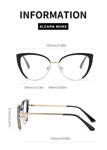 Guide des tailles détaillé pour montures de lunettes papillon avec mesures en mm