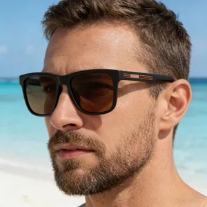Men Fashion Polarized Square Sunglasses Plastic Metal Frame UV400 Protection Outdoor Driving Versatile Sunshade Eyewear
