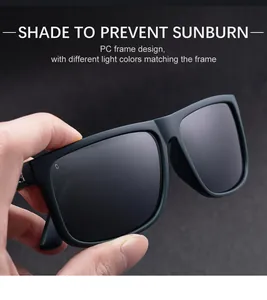 Détail de la monture en PC noir mat de haute qualité et des verres polarisés des lunettes