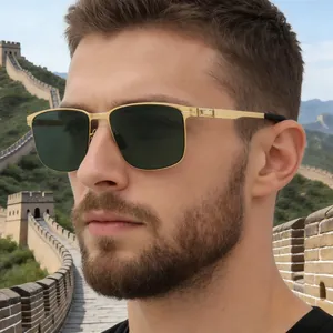 Men's Fashion Polarized Square Sunglasses With UV400 Protection Metal Temples TR90 Frame For Driving Outdoor Travel Shades