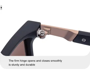 Macro view of sturdy metal hinge on matte black square polarized sunglasses for men