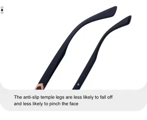 Détail de lunettes de soleil carrées polarisées avec embouts de branches antidérapants