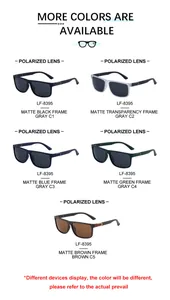 Présentation matricielle de cinq lunettes de soleil carrées polarisées à monture mate
