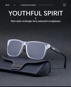 Macro detail of rectangle polarized sunglasses with frosted texture and leather case