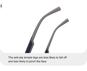 Détail de la branche de lunettes de soleil avec coussinets antidérapants alvéolés