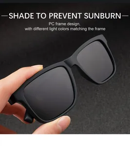 Detail of matte black square sunglasses frame with polarized lenses and inside arm coding