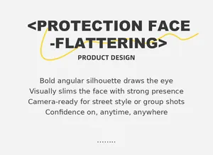 Detailing page showing a bold angular silhouette design for a face-slimming effect