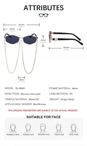 Detailed size guide and measurements for stylish polygonal metal frame sunglasses