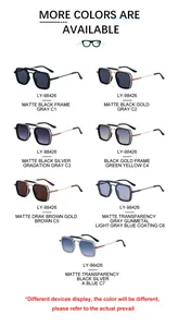 Collection of square sunglasses with dual-bridge design and seven color options